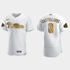 Men's Philadelphia Phillies #8 Nick Castellanos 2022 All-Star Game Flex Base Jersey - White Gold