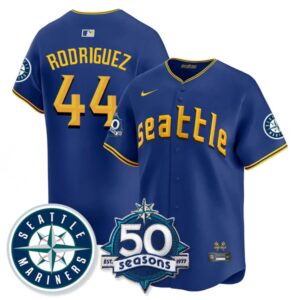 Julio Rodríguez #44 Seattle Mariners 50th Anniversary & AL West Vapor Premier Limited Jersey - Connect