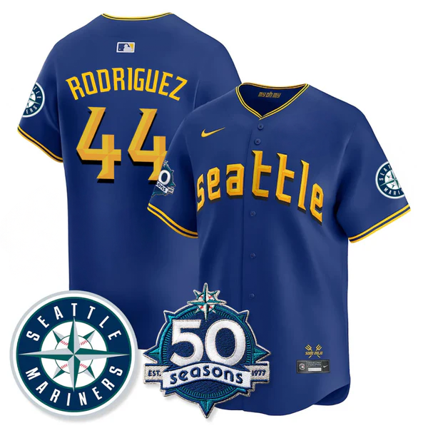 Julio Rodríguez #44 Seattle Mariners 50th Anniversary & AL West Vapor Premier Limited Jersey - Connect