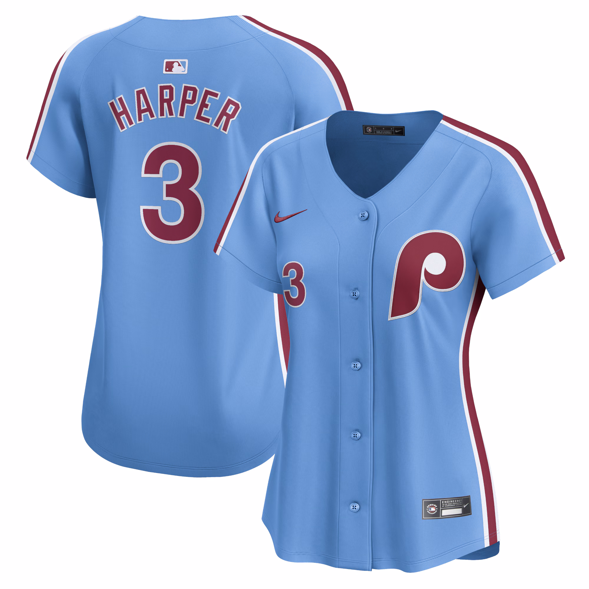 Women's Philadelphia Phillies Bryce Harper #3 Light Blue Alternate Limited Player Jersey