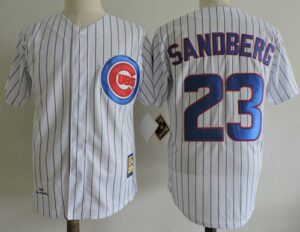Mitchell And Ness 1990 Chicago Cubs #23 Ryne Sandberg White Throwback Stitched Jersey