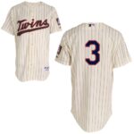 Men's Mitchell And Ness Minnesota Twins #3 Harmon Killebrew Cream Black Strip Stitched Jersey
