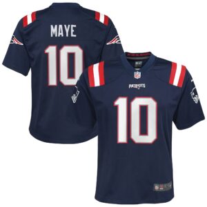 Drake Maye New England Patriots Youth 2024 Draft First Round Pick Player Game Jersey - Navy