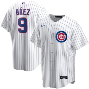 Men's  Chicago Cubs #9 Javier Baez White Home 2020 Jersey