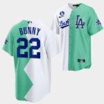 Men's Los Angeles Dodgers #22 Bad Bunny 2022 All-Star Celebrity Softball Game White Green Cool Base Jersey