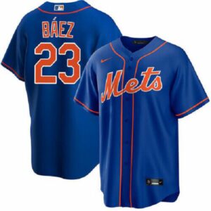 Men's New York Mets #23 Javier Baez Blue Stitched Cool Base  Jersey