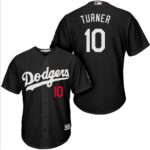 Men's Los Angeles Dodgers #10 Justin Turner Black Cooperstown Throwback Jersey
