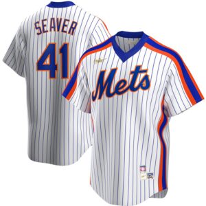 Men's  New York Mets #41 Tom Seaver Home Cooperstown Collection Player White Jersey