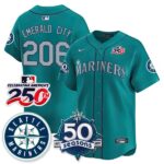Emerald City #206 Seattle Mariners 250th Anniversary & AL West Vapor Premier Limited Jersey - Teal