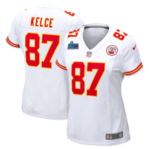 Travis Kelce Kansas City Chiefs  Women's Super Bowl LVII Patch Away Game Jersey - White