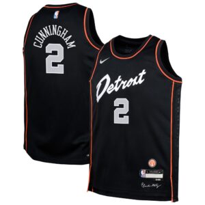 Youth Detroit Pistons Cade Cunningham  Black 2023/24 Swingman Replica Jersey - City Edition