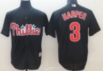 Philadelphia Phillies #3 Bryce Harper Black Cool Base Stitched Men's Jersey