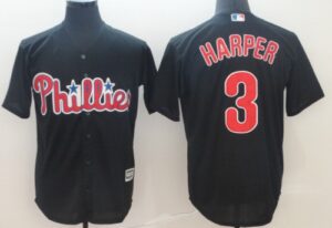 Philadelphia Phillies #3 Bryce Harper Black Cool Base Stitched Men's Jersey