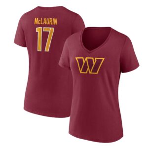 Women's Terry McLaurin Burgundy Washington Commanders Player Icon Name & Number V-Neck T-Shirt