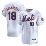 Men's New York Mets #18 Darryl Strawberry  White Home Limited Player Jersey