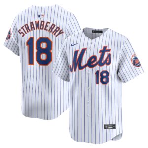 Men's New York Mets #18 Darryl Strawberry  White Home Limited Player Jersey