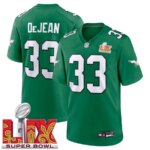 Men's #33 Cooper DeJean Kelly Green Super Bowl LIX 2nd Alternate Game Jersey