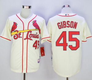 St. Louis Cardinals #45 Bob Gibson Cream Cool Base Stitched Jersey