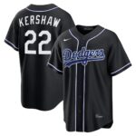 Clayton Kershaw #22 Los Angeles Dodgers Fashion Replica Out Jersey - Black