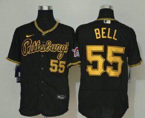 Men's Pittsburgh Pirates #55 Josh Bell Black Stitched Flex Base  Jersey