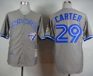 Mitchell And Ness 1992 Toronto Blue Jays #29 Joe Carter Grey Stitched Throwback Jersey