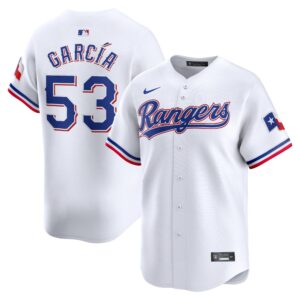 Men's Texas Rangers #53 Adolis Garcia  White Home Limited Player Jersey