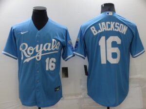 Men's  Kansas City Royals #16 Bo Jackson Light Blue New Cool Base Stitched Jersey