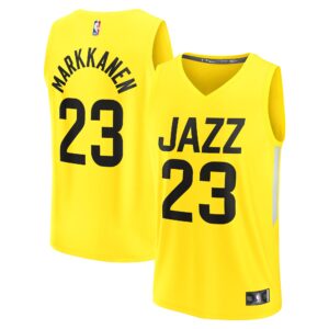 Lauri Markkanen Utah Jazz  2022/23 Fast Break Replica Player Jersey - Icon Edition - Yellow