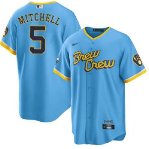 Men's Garrett Mitchell #5 Milwaukee Brewers City Connect Jersey
