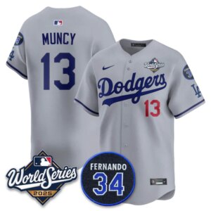 Max Muncy #13 Los Angeles Dodgers 2025 World Series Home Limited Player Jersey - Gray