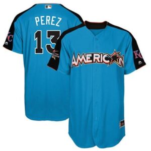Kansas City Royals #13 Salvador Perez Blue 2017 All-Star American League Stitched Jersey