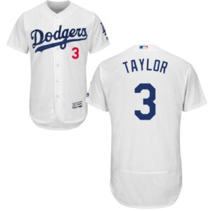 Dodgers #3 Chris Taylor White Flexbase Collection Stitched Jersey