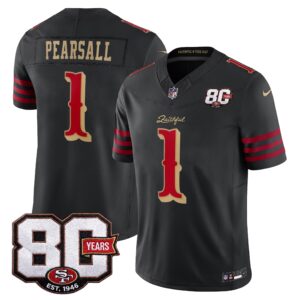 Ricky Pearsall #1 San Francisco 49ers 80th Patch Rivalries Collection Limited Jersey - Black