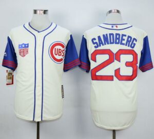 Chicago Cubs #23 Ryne Sandberg Cream/Blue 1942 Turn Back The Clock Stitched Jersey