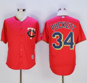 Minnesota Twins #34 Kirby Puckett Red New Cool Base Stitched Jersey