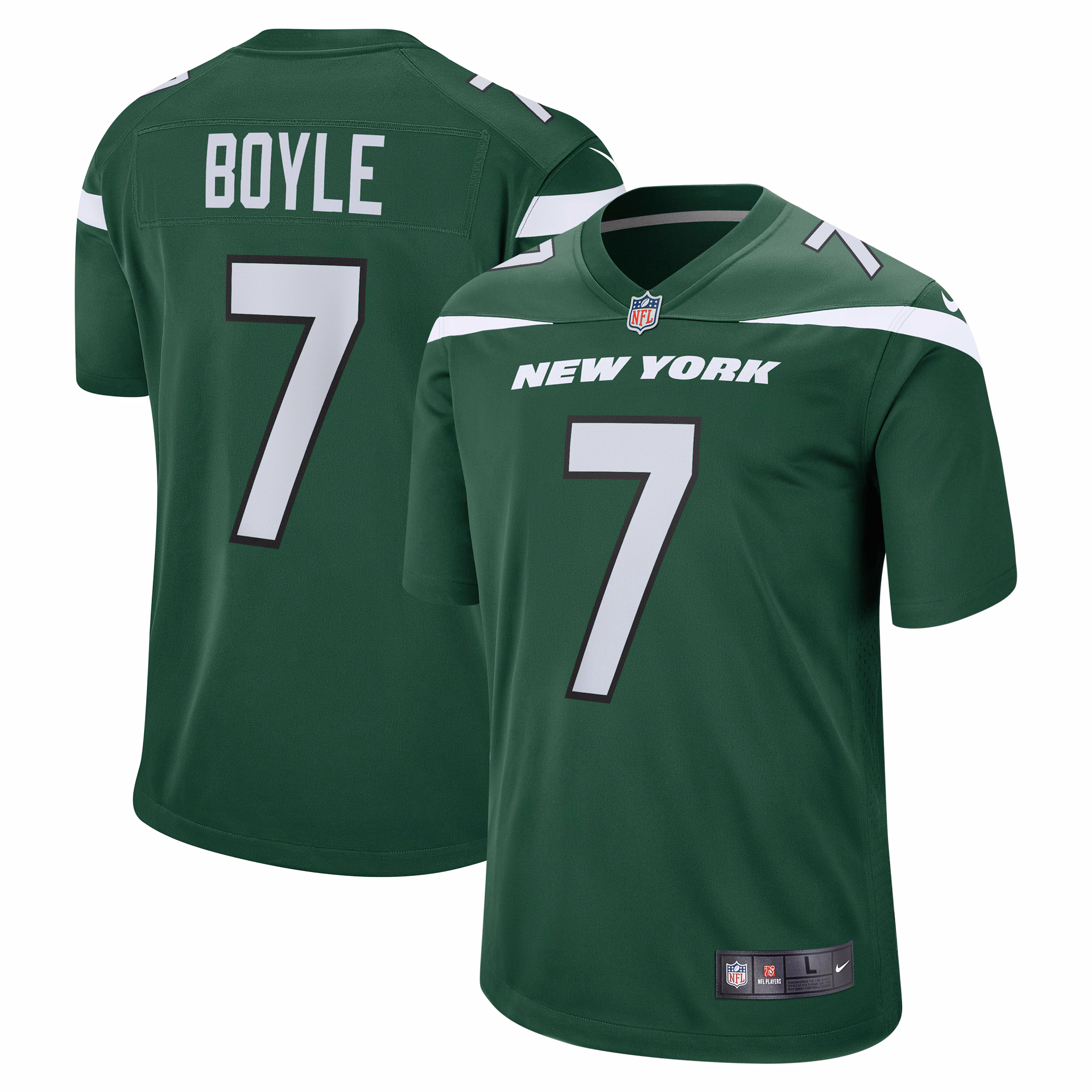 Tim Boyle New York Jets Game Jersey - Gotham Green