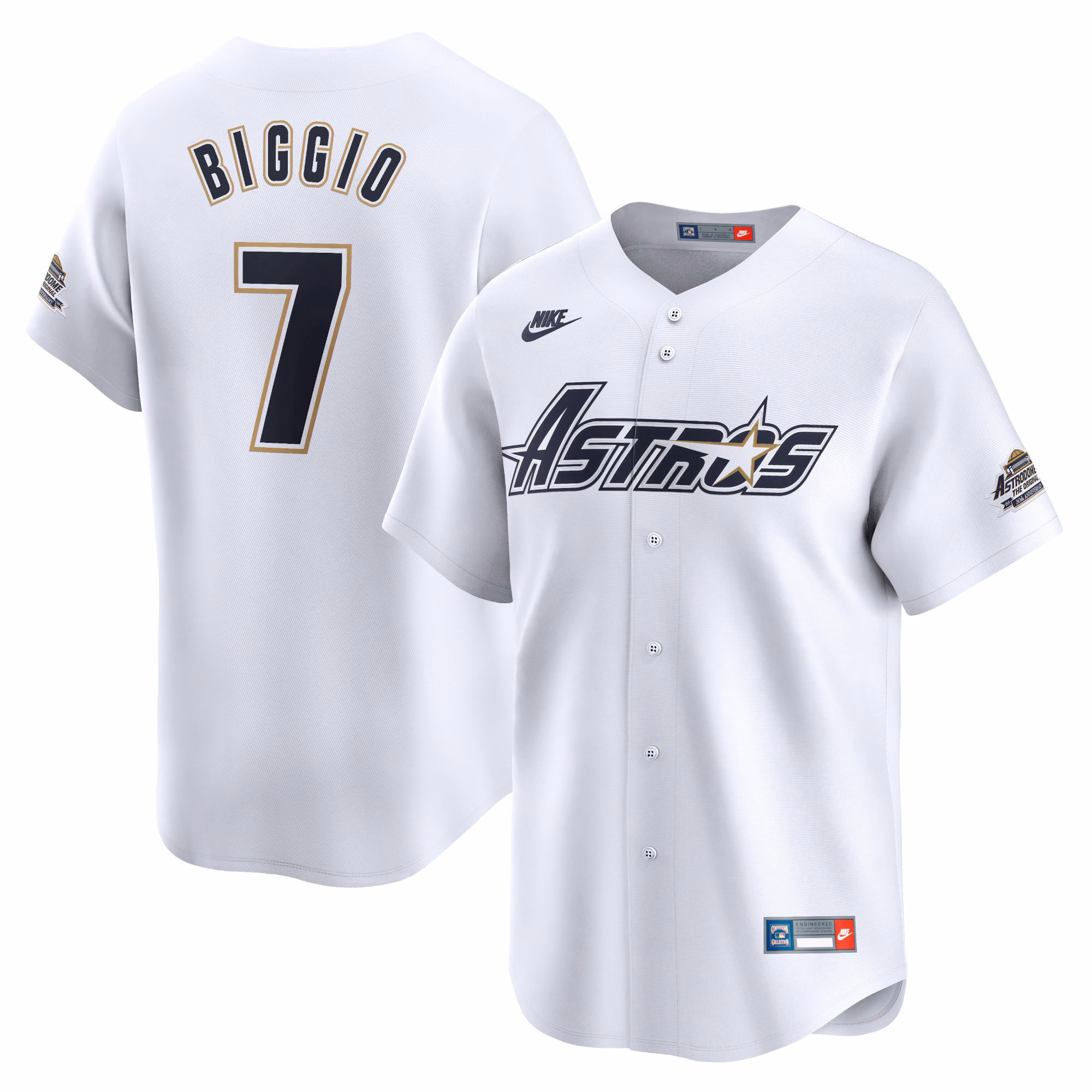 Houston Astros Craig Biggio #7 White Throwback Cooperstown Collection Limited Jersey