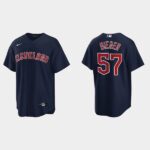 Men's Cleveland Guardians #57 Shane Bieber Navy Jersey