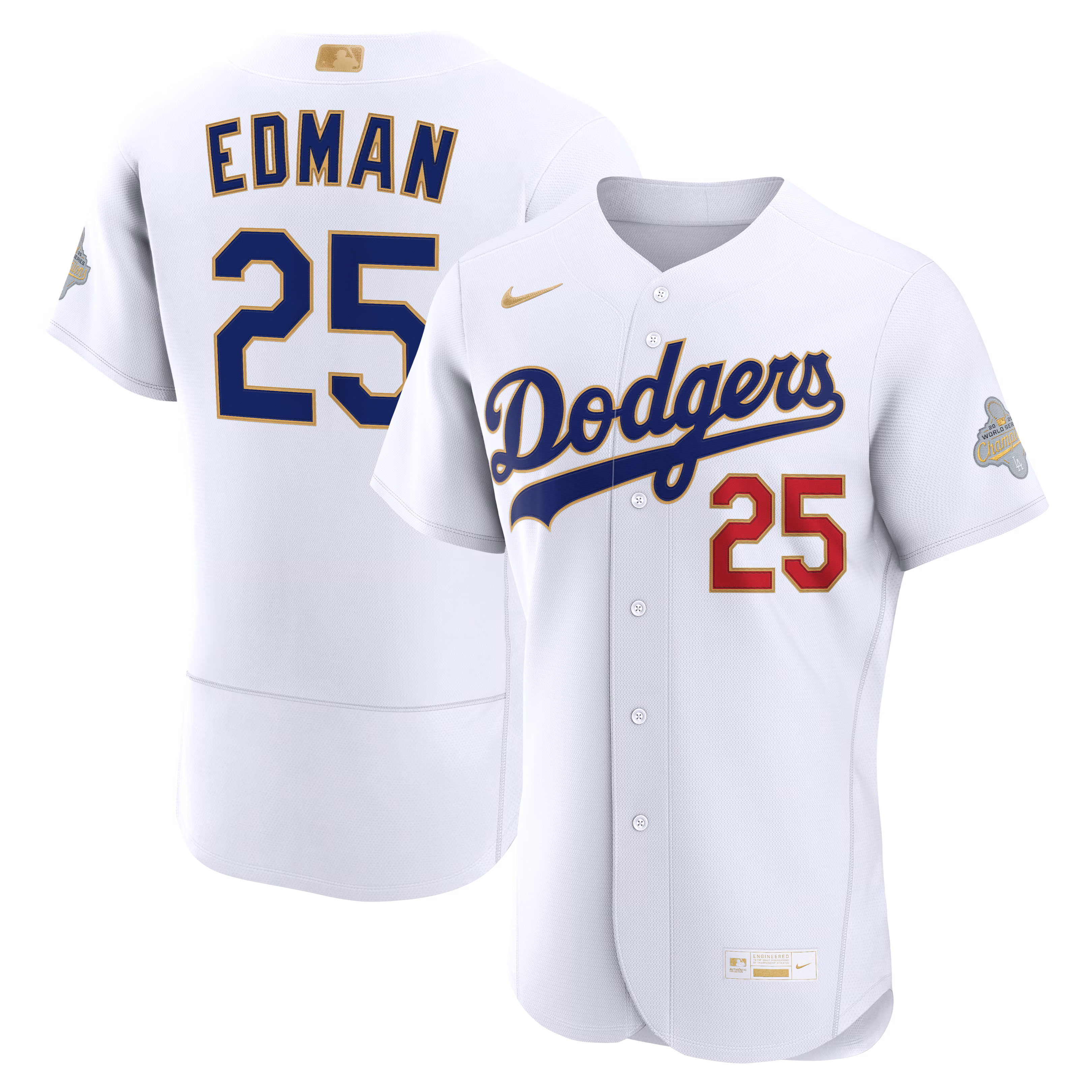 Los Angeles Dodgers Tommy Edman #25 White 2026 Gold Collection Authentic Jersey