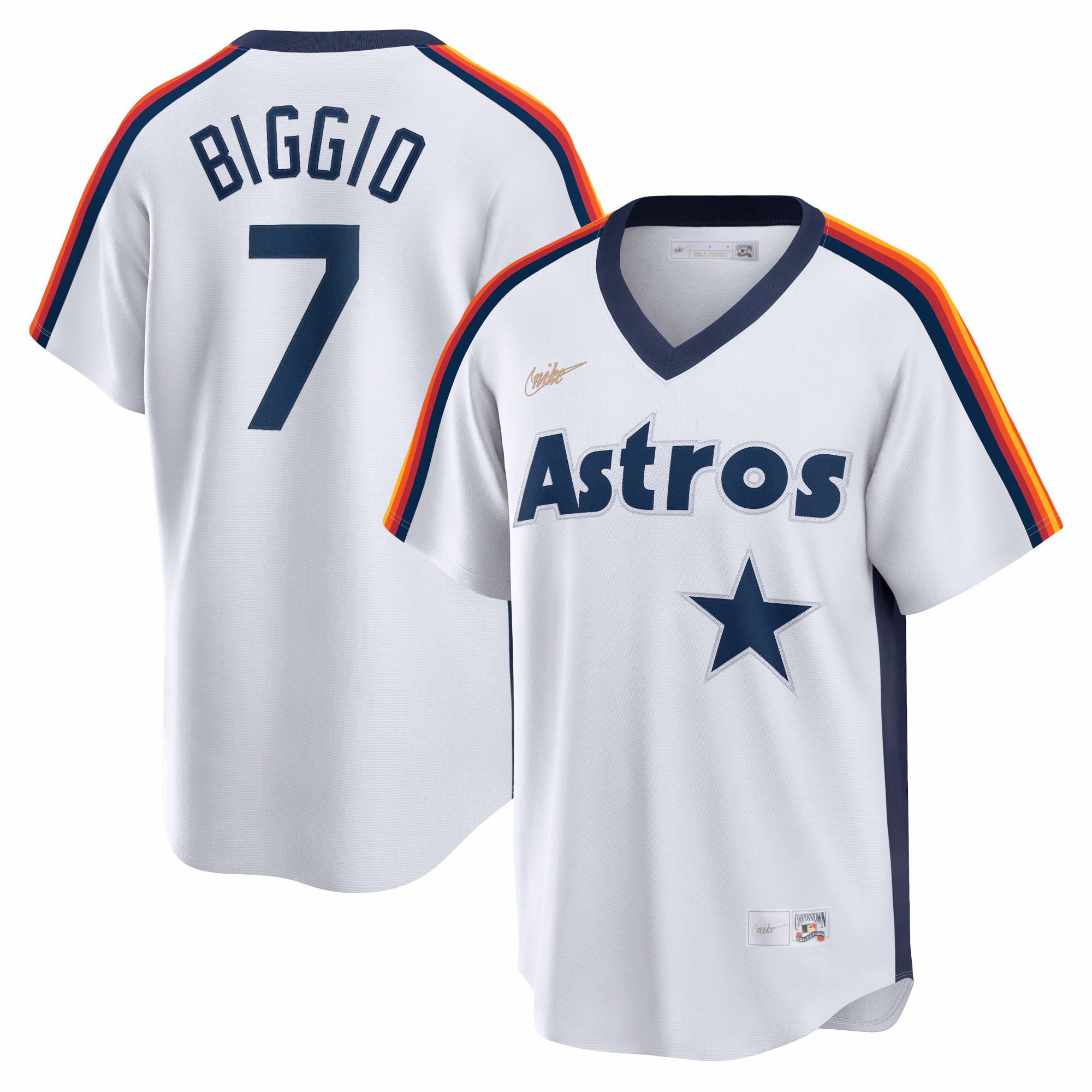 Houston Astros Craig Biggio #7 White Home Cooperstown Collection Logo Player Jersey