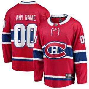 Men's Montreal Canadiens Red Home Breakaway Custom #00 Jersey