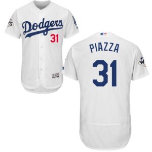 Los Angeles Dodgers #31 Mike Piazza White Flexbase Collection 2017 World Series Bound Stitched Jersey