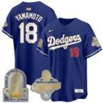 Yoshinobu Yamamoto #18 Los Angeles Dodgers 9x Champs Gold Collection Stadium Vapor Limited Jersey - All Royal