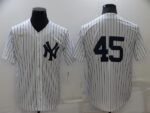 Men's  New York Yankees #45 Gerrit Cole White Strip Throwback Cool Base Stitched Jersey