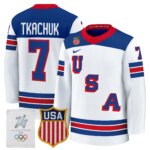 Brady Tkachuk #7 2026 USA Olympic Premium Hockey Jersey -White