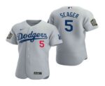 Men's Los Angeles Dodgers #5 Corey Seager Gray 2020 World Series Flex Base  Jersey