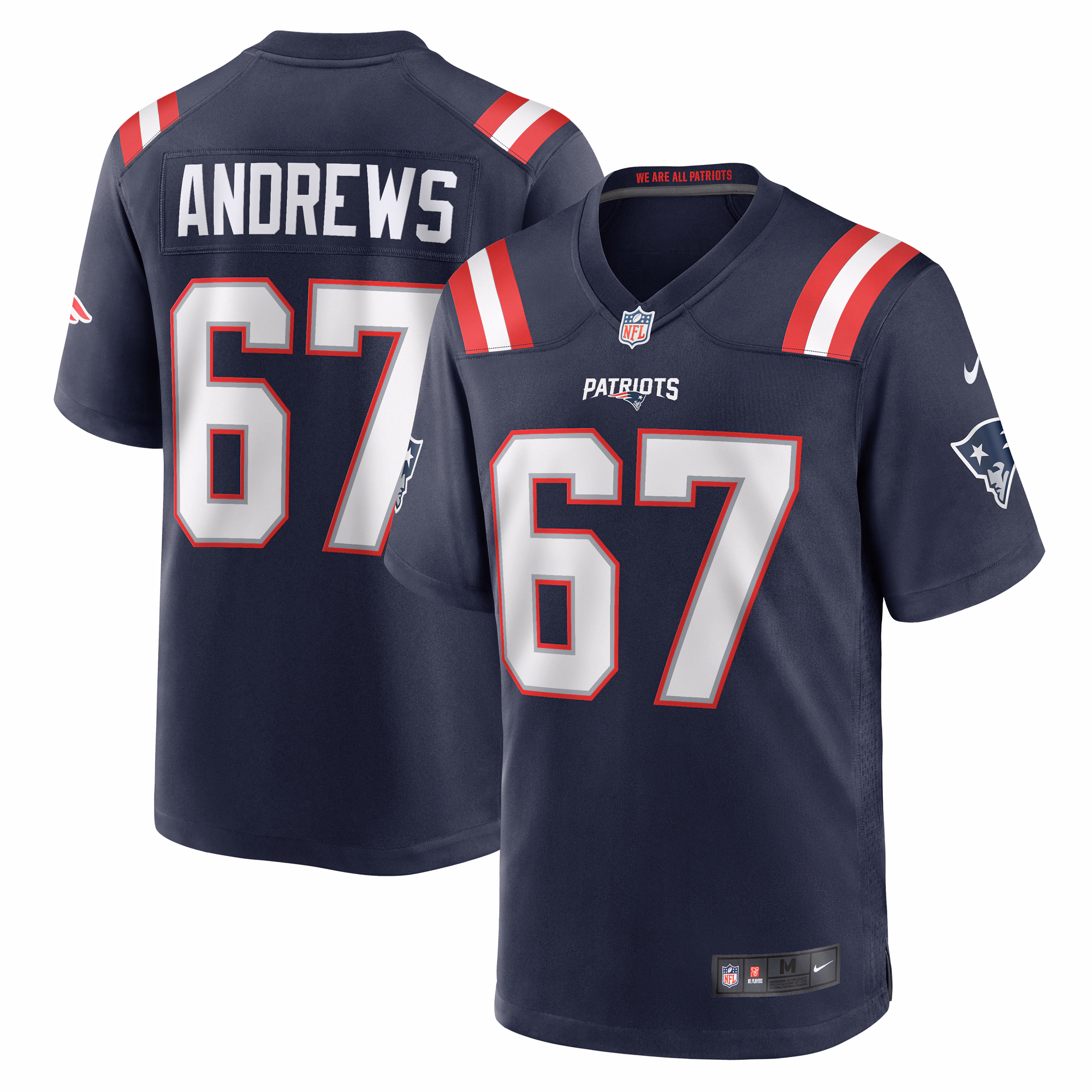 Jake Andrews New England Patriots Team Game Jersey -  Navy