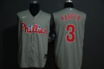 Men's Philadelphia Phillies #3 Bryce Harper Gray 2020 Cool and Refreshing Sleeveless Fan Stitched  Jersey