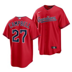 Men's Cleveland Guardians #27 Justin Campbell 2022 Draft Jersey Red Alternate