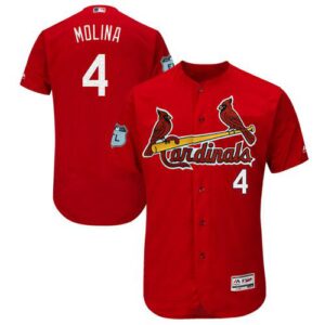 St. Louis Cardinals #4 Yadier Molina Red 2017 Spring Training Flex Base Stitched Jersey